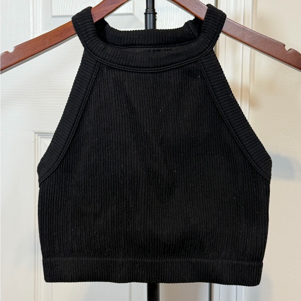 Aerie Black Ribbed Crop Top